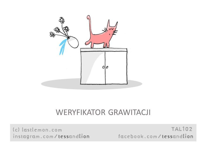 Rysunkowy kot zrzuca wazon z półki