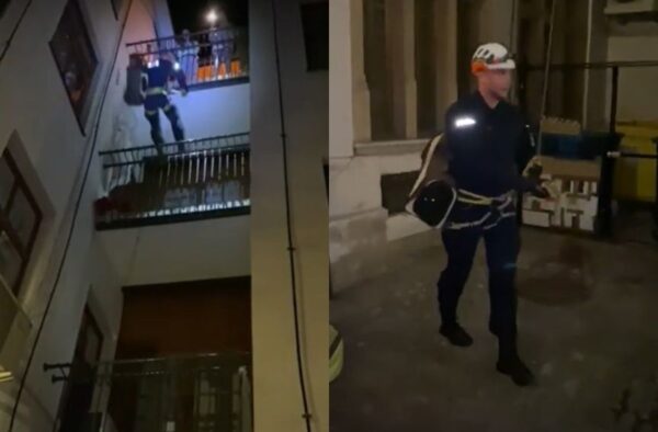 zjechał na linie by uratować kota